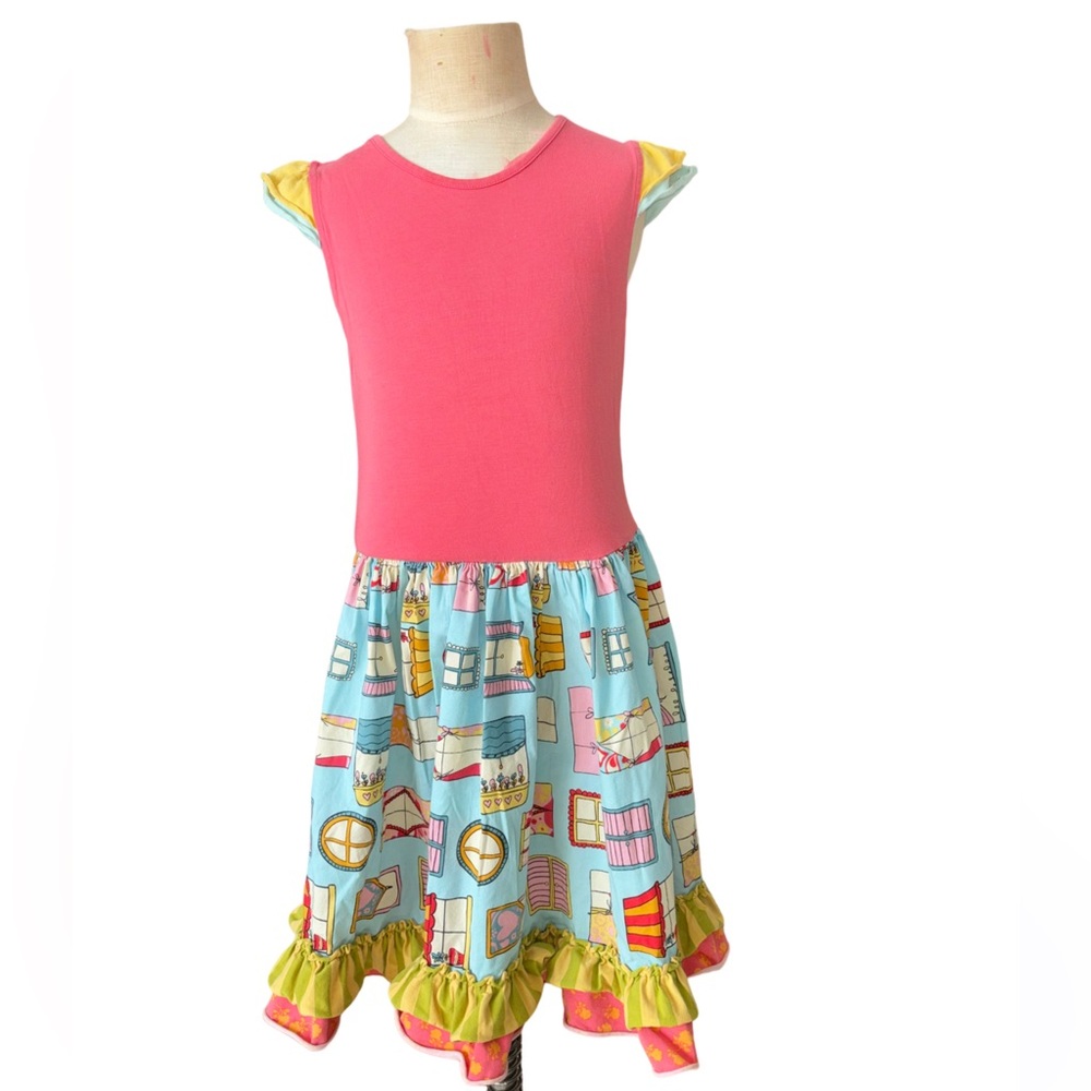 Matilda Jane Symons General Store Window Pane Ruffle Hem Dress size 8